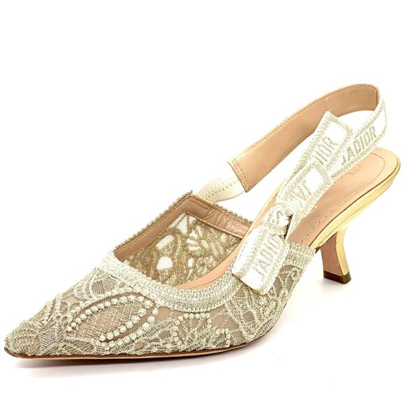 DIOR J'ADIOR Butterfly Macrame Embroidered Slingback Sandals Heels Pumps - Picture 4 of 15